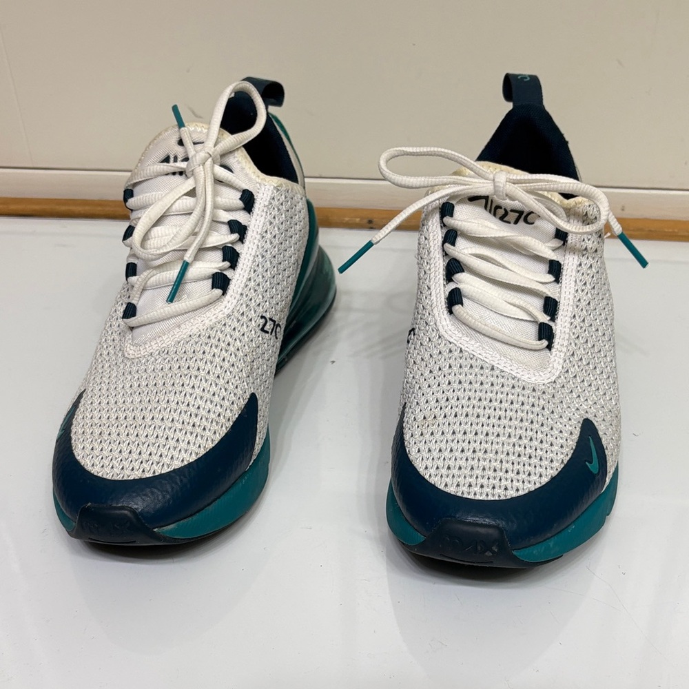 Nike White and Teal Air Max 270 Sneakers - Picture 2 of 10